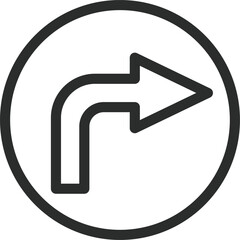 シンプルな標識の線画単品イラスト　指定方向以外進行禁止