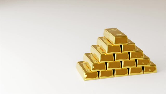 stack of gold bars ingot, showing wealth and richness