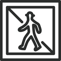 シンプルな標識の線画単品イラスト　歩行者等通行止め