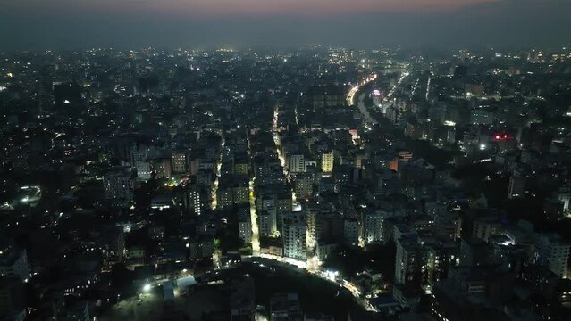 Aerial view of Dhaka cityscape, Dhaka, Bangladesh.