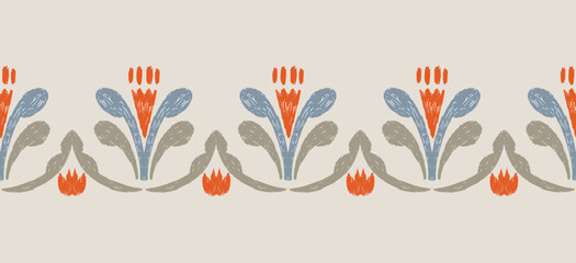 Motif ethnic handmade beautiful Ikat art. Ethnic abstract floral orange background art. folk embroidery, Peruvian, Indian, Asia, Moroccan, Turkey, and Uzbek style. Aztec geometric art ornament print.