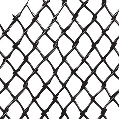 Torn wire fence,  seamless chain link fence, industrial fence, Vector Illustration, SVG