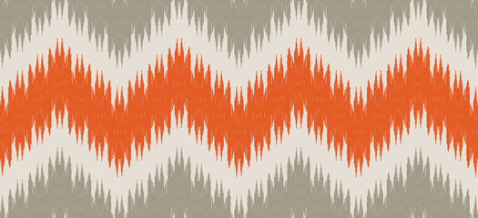Ethnic zigzag ikat art. Seamless waves pattern in tribal, folk embroidery, and Mexican style. Aztec geometric art ornament print. Design for carpet, wallpaper, clothing, wrapping, fabric, cover.