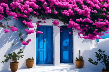door with flowers