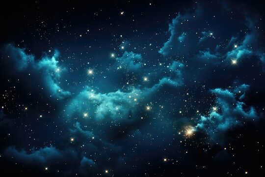 A background image for creative content, showcasing a starry night sky with wispy clouds, creating a serene and mystical atmosphere for your designs. Photorealistic illustration, Generative AI