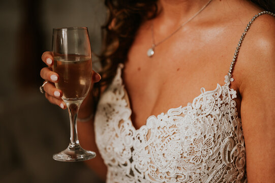 woman with glass of champagne
