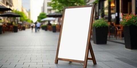 AI Generated. AI Generative. Shop restaurant cafe billboard mock up blank sign template banner for promotion.  Can be used for decoration promotion menu 