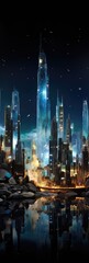 Fototapeta na wymiar A Modern City Crafted from Shimmering Gemstones - Sparkling Urban Landscape Wallpaper - Gemstone Art of City and Towers Backdrop - Gemstone Cityscape Display created with Generative AI Technology