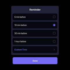 Smartphone Reminder Pop-up Menu, UI Concept