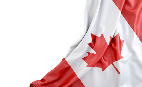 Flag of Canada with empty space on the left. Isolated. 3D Rendering