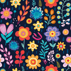 Obraz premium 3D Flower Seamless Pattern