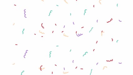 Falling confetti backdrop cartoon animation. Celebration background 4K video motion graphic. Paper streamers party. Christmas congratulations 2D color animated elements isolated on white background - Powered by Adobe