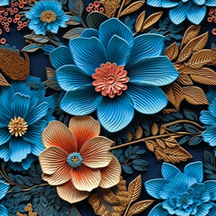 3D Flower Seamless Pattern