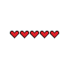 pixel feedback heart icon  rate  vector  icon pixel rating hearts  element for 8 bit game
