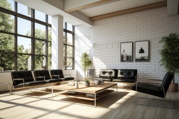 Luxury Modern Chic Stylish Loft Apartment with Sitting Area and Black Leather Accent Chairs