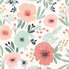 3D Flower Seamless Pattern