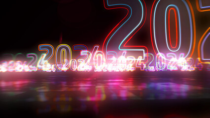 2024 year abstract concept 3d illustration