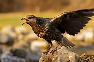 Fototapeta premium Common buzzard Buteo buteo in majestic mid air flight