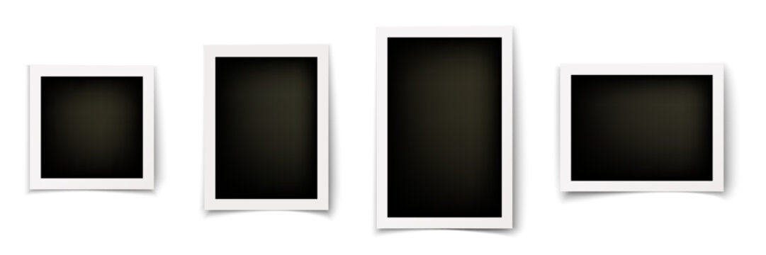 Vector polaroid collection. Realistic old photo frame isolated on transparent background.