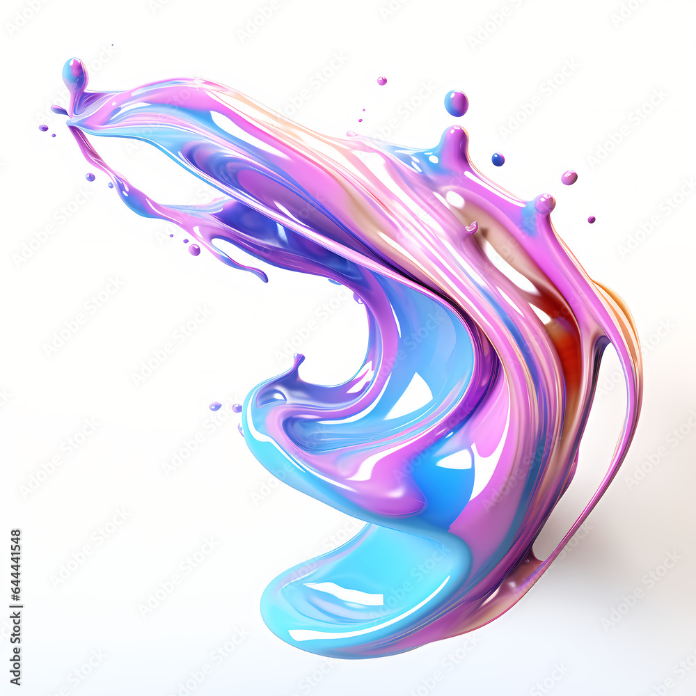 Poster 3d illustration of holographic surface made of glass with chromatic aberrations. iridescent abstract