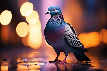 Pigeon in a blurred background, illustrating an abstract silhouette concept