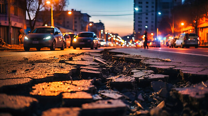Self-repairing roads mending their own cracks - obrazy, fototapety, plakaty