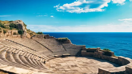 Fotobehang Ancient Greek amphitheater overlooking the sea © NURA ALAM