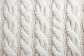 Fototapeta na wymiar White soft woolen handmade knitted clothes texture. Generative AI