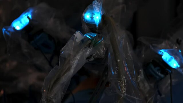 Modern surgical system. Medical robot. Minimally invasive robotic surgery.