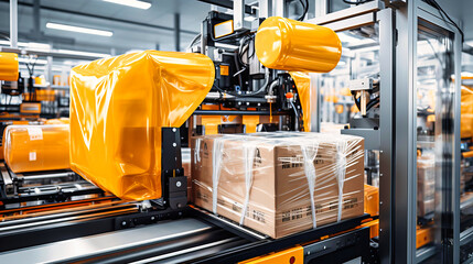 Robotic packaging systems customizing product wrapping - obrazy, fototapety, plakaty