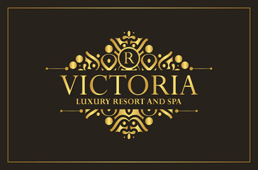 Luxury hotel label template. Trendy vintage royal ornament frames illustration.