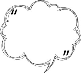 Black and white speech bubble balloon with quotation marks icon sticker memo keyword planner text box banner, flat png transparent element design