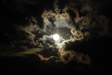 Fototapeta na wymiar Super Blue Moon August 2023, moon with clouds