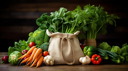 Eco bag with fresh vegetables for a healthy diet