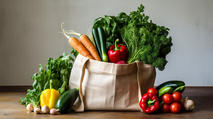 Eco bag with fresh vegetables for a healthy diet