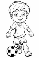 Soccer Football Player Kid Coloring Book Picture thick lines Animal Pet Cartoon Generative AI