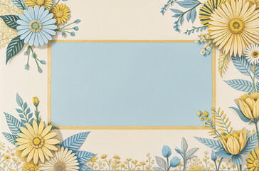 Digital Artistry: Creamy Background with Blue and Gold Accents