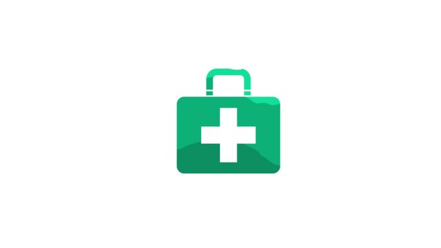 first aid Emergency medical kit bag medical concept animation