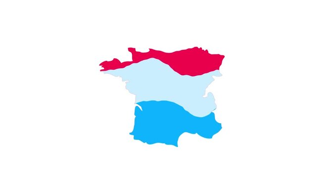France country map with flag animation