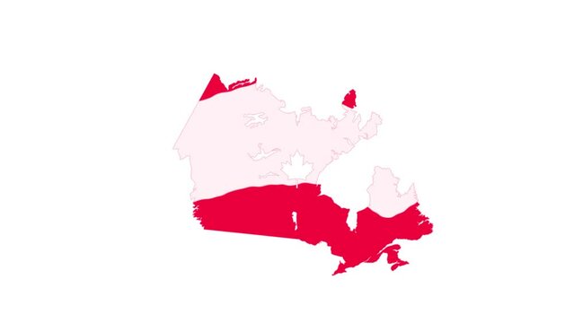 Canada geographical map with flag animation