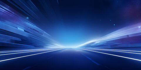 Light trails tragic of long exposure abstract vector background. Light night road tunnel for car or train illustration - obrazy, fototapety, plakaty