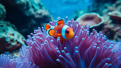 Clown anemonefish (Amphiprion bicinctus) - obrazy, fototapety, plakaty