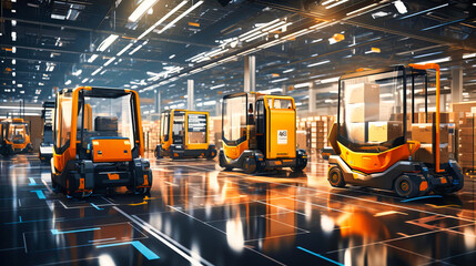 Automated forklifts transporting heavy goods