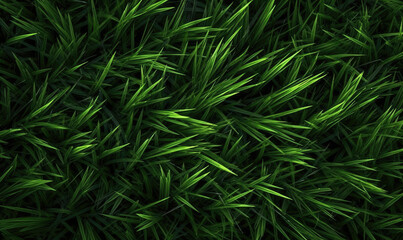 Fresh lush green grass on meadow with drops of water dew. Close-up macro. For banner, postcard, book illustration. Created with generative AI tools