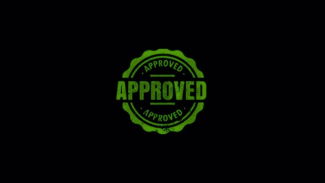 APPROVED stamp 3D animation. Green ink wooden stamp stamping animation.