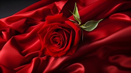 red rose on silk