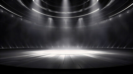 Vast open stage with spotlight focusing on the center