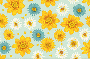 Handcrafted Beauty: Artistic Yellow Blossoms on Blue