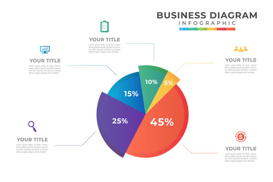 Pie Chart diagram element, presentation vector infographic template for business 