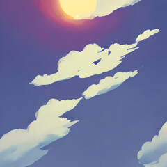 Minimalism style . sun and clouds in the sky .
